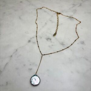 Delicate Gold Y-Necklace with Pearl Pendant